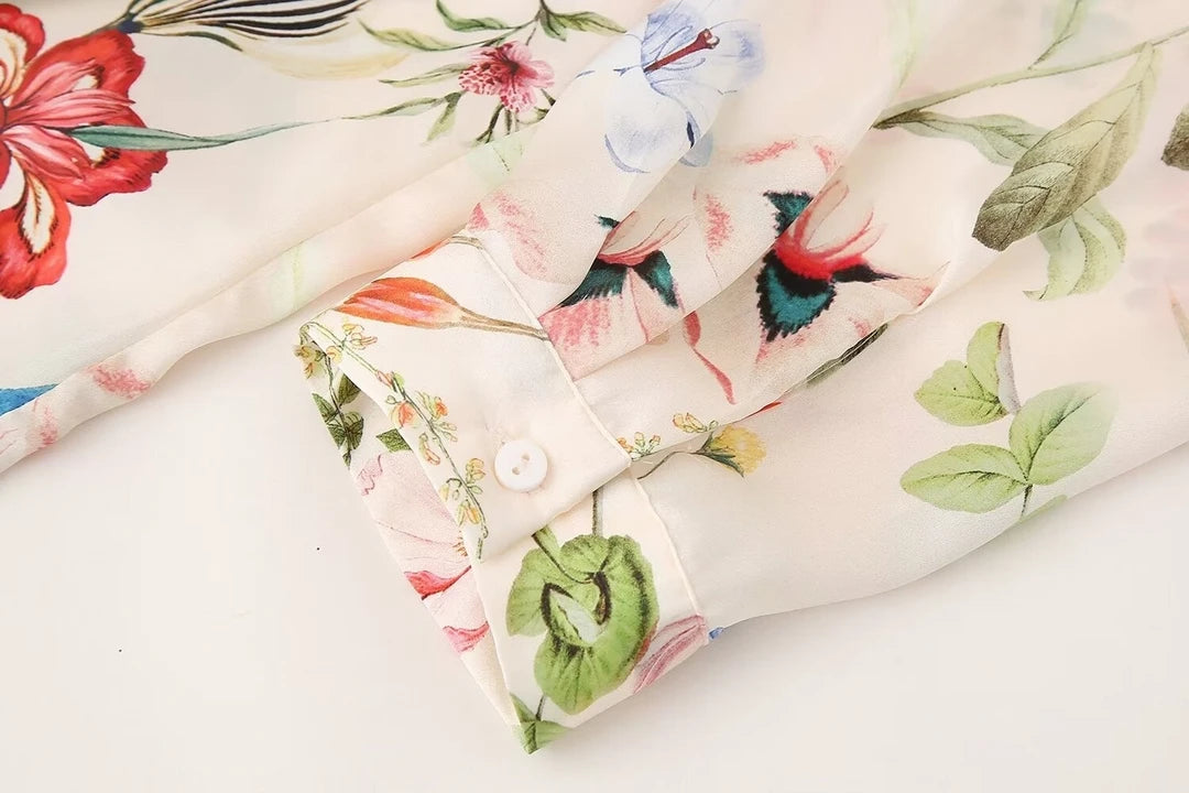 TEEK - Floral Prints Long Sleeve Blouse TOPS theteekdotcom   