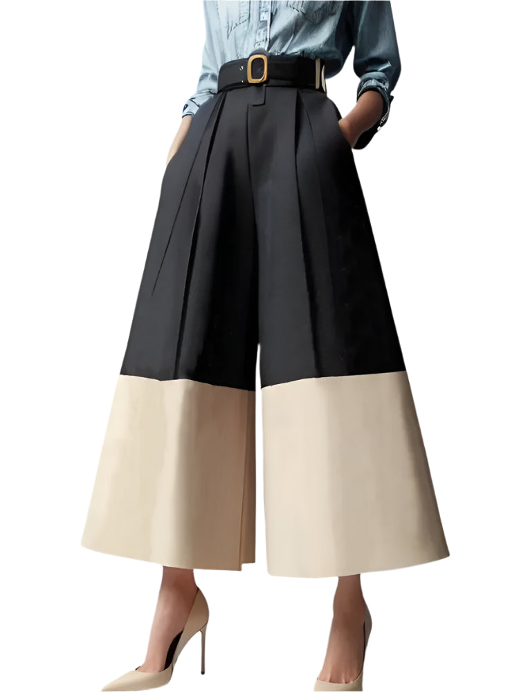 TEEK - Contrast Pocketed Wide Leg Pants