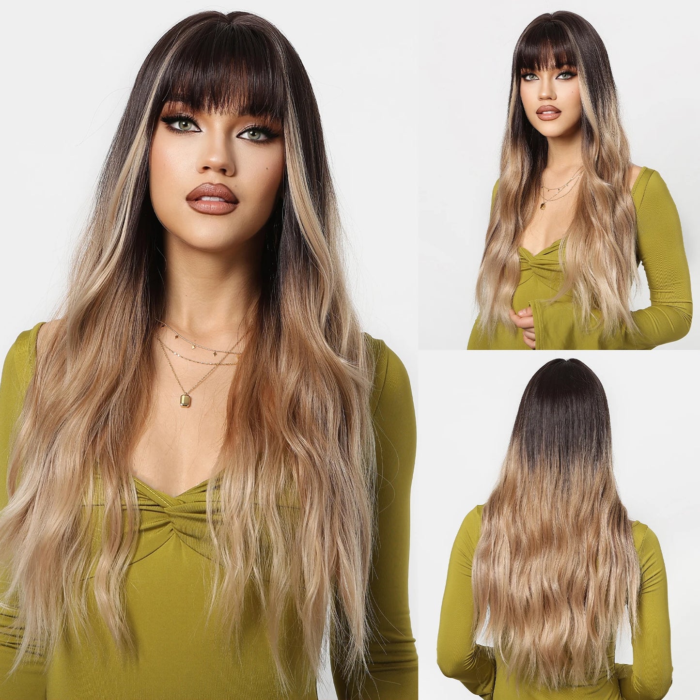 TEEK - Medium Length Wavy Bang Synthetic Wig HAIR theteekdotcom LC2137-1  