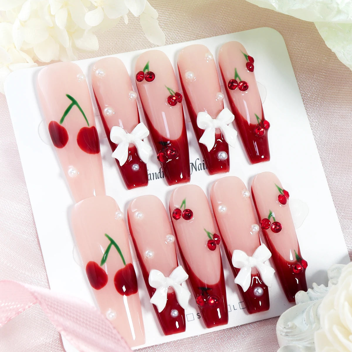 TEEK - 10pcs Pure Handmade 3D Press-On Nails NAIL ART theteekdotcom size-L(XCT0002)  