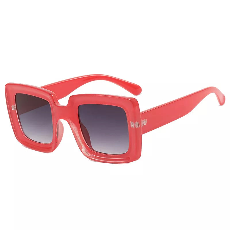 TEEK - Plunking Square Sunglasses EYEGLASSES theteekdotcom OrangeRed-Gray  