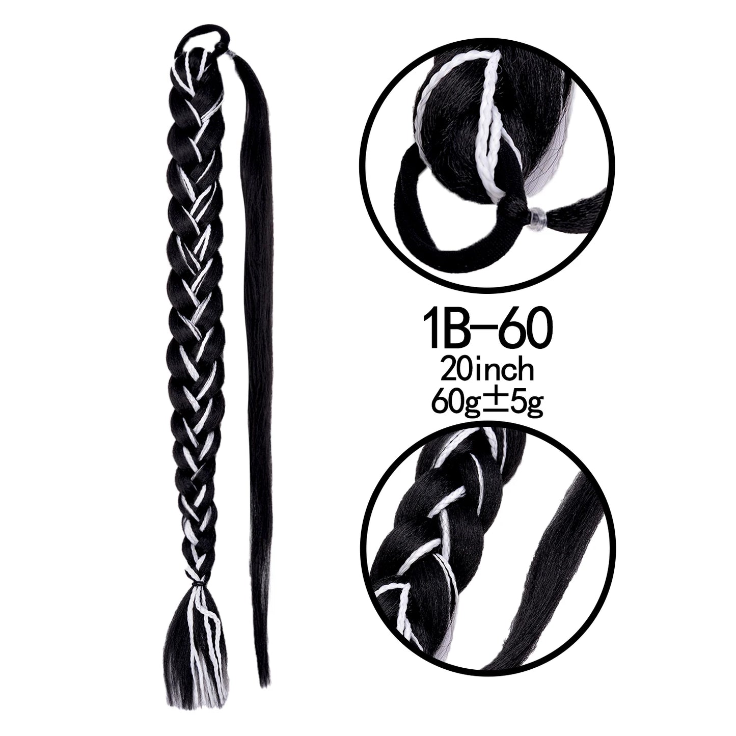 TEEK - 20 Inch Long Braided Synthetic PonytailHair Extension