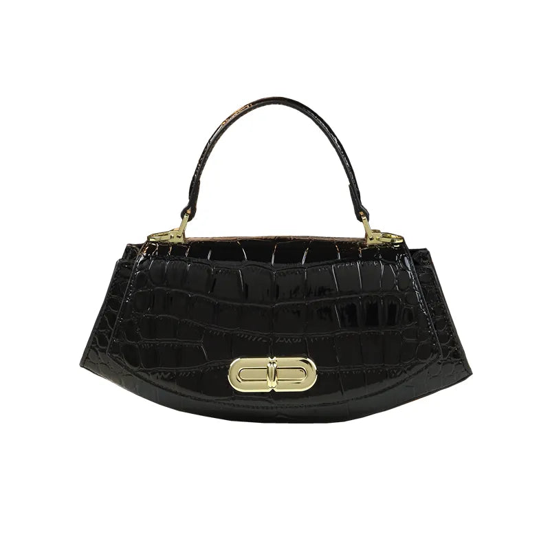 TEEK - Genuine Leather Saddle Croc Pattern Handbag BAG theteekdotcom   