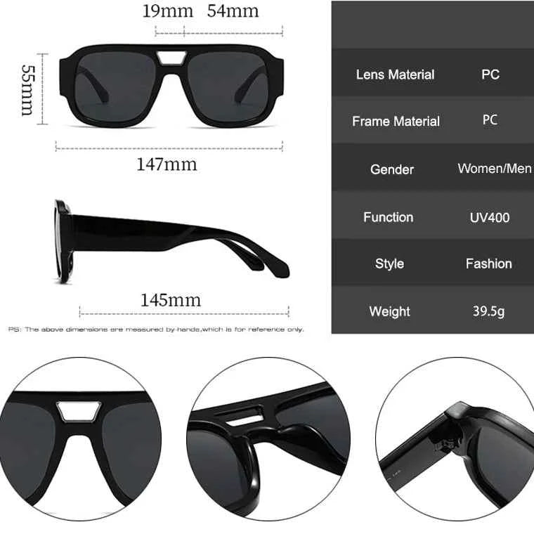 TEEK - Candy Color Double Bridges Square Sunglasses Shades UV400 EYEGLASSES theteekdotcom