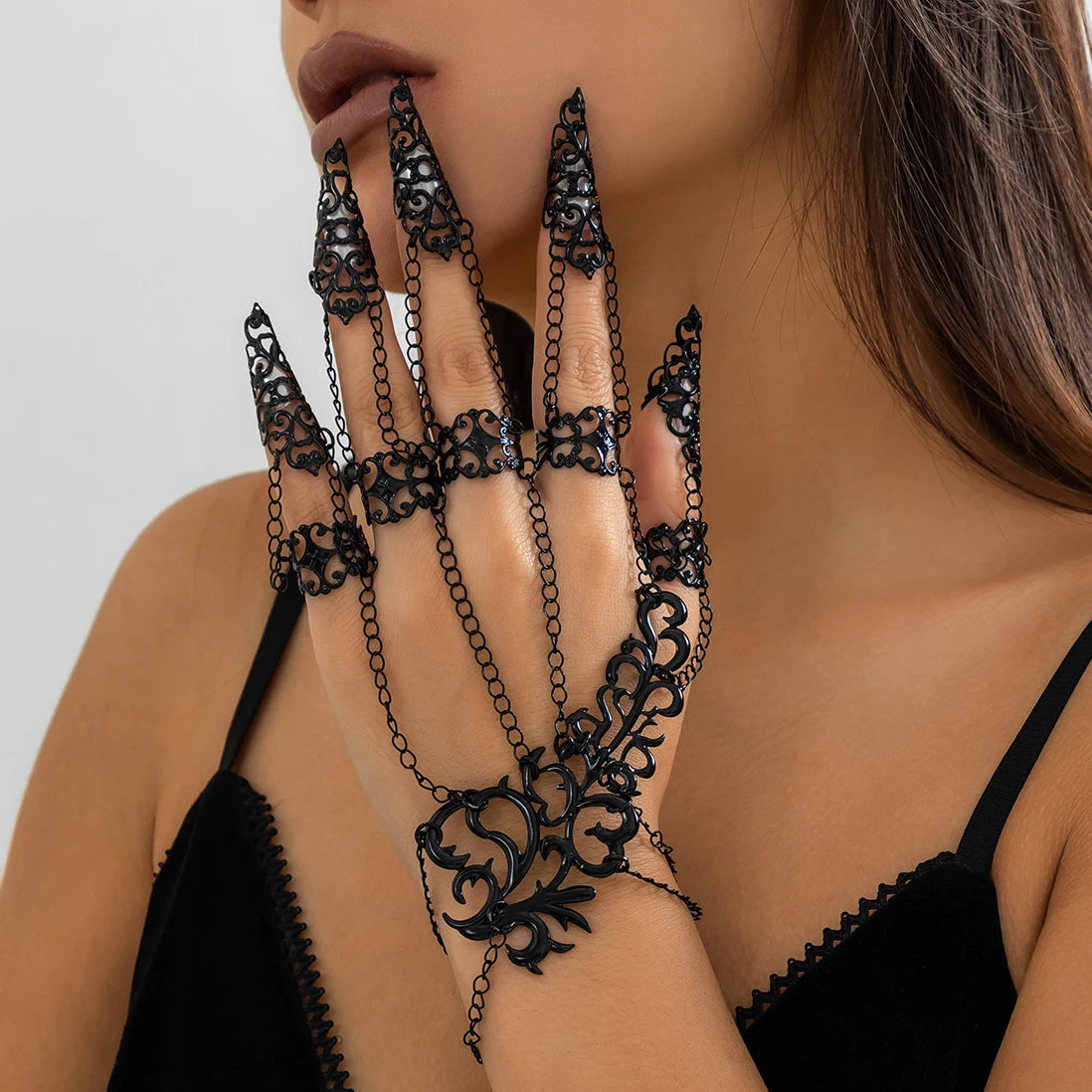 TEEK - Exaggerated Thai Lace Chain Hand Jewelry JEWELRY theteekdotcom Black  