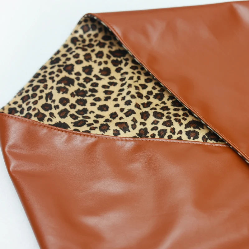 TEEK - Triangle Leopard Print Lining Double-Sided Head Scarf SCARF theteekdotcom camel