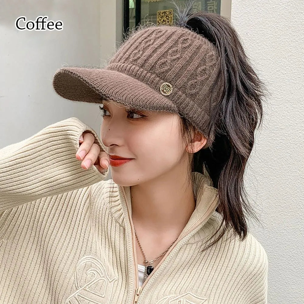 TEEK - Knitted Ponytail Caps HAT theteekdotcom coffee  