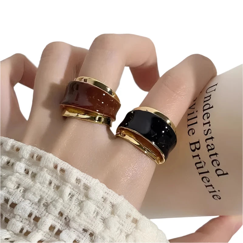 TEEK - Double-Layer Chocolate Drip Glaze Rings JEWELRY theteekdotcom   