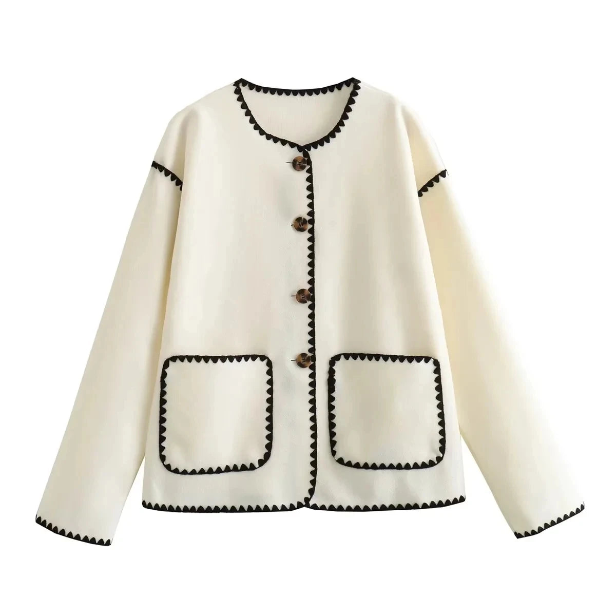 TEEK - Crochet Optional Scarf Coat COAT theteekdotcom beige (no scarf) XS 