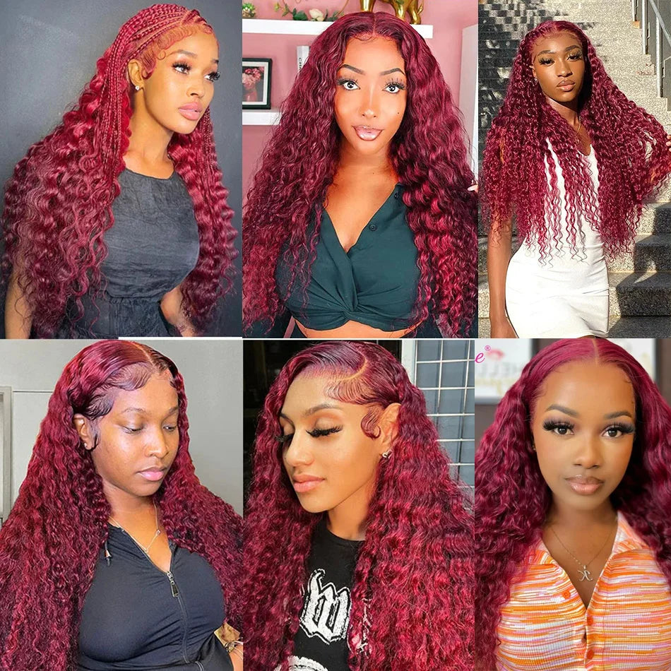 TEEK - Burgundy 99J Deep Wave Lace Frontal HD Lace HAIR theteekdotcom