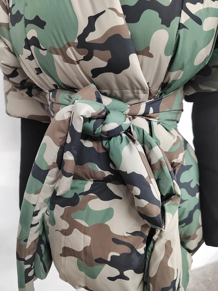 TEEK - Cotton-Padded Belted Knitted Sleeve Jacket JACKET theteekdotcom Camouflage S 