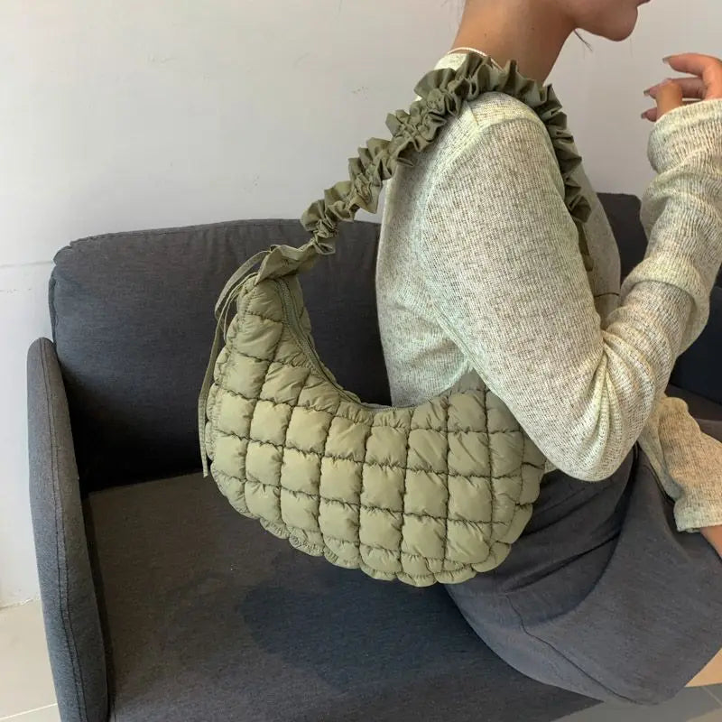 TEEK - Ruffle Ruched Soft Shoulder Bag BAG theteekdotcom green  