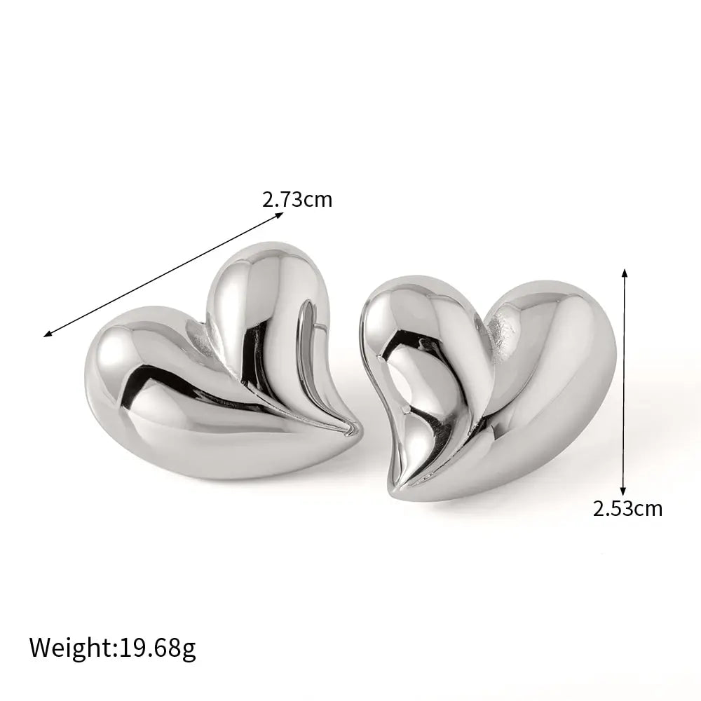 TEEK - Stainless Steel Heart-Shaped Earrings JEWELRY theteekdotcom Silver  