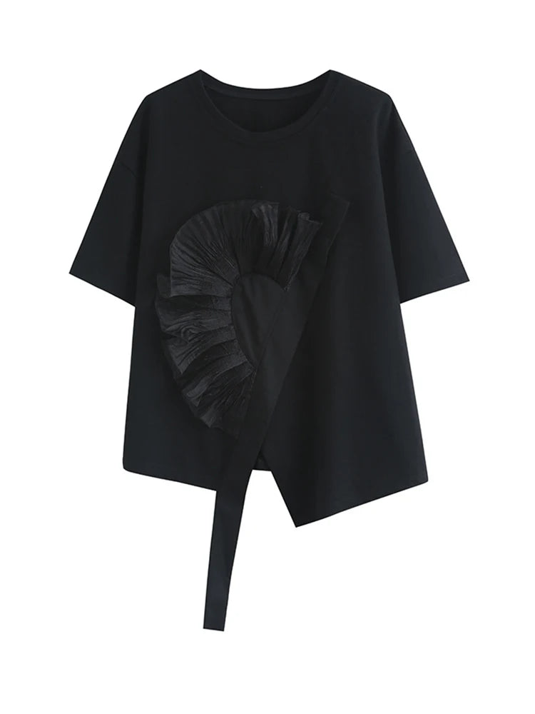 TEEK - Flower Ruffles Ribbon T-shirt TOPS theteekdotcom   