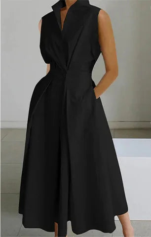 TEEK - Shirt Chic Ruched Maxi Dress DRESS theteekdotcom Sleeveless Black S 