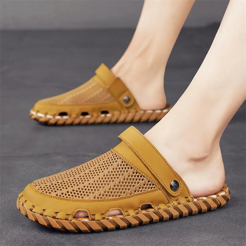 TEEK - Mens Mesh Front Outdoor Leather Sandals SHOES theteekdotcom   