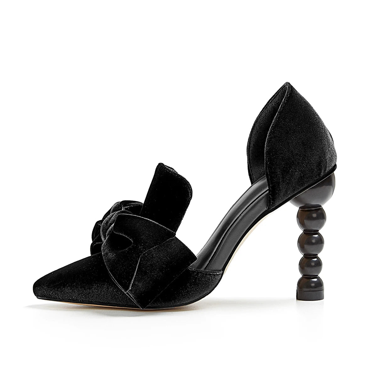 TEEK - French Style Bowtie Balled Heels SHOES theteekdotcom Black Velvet US 5.5 | Label 5 