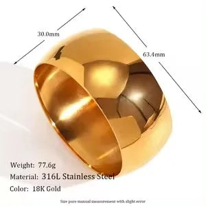 TEEK - Wide Smooth Stainless Steel Bracelet JEWELRY theteekdotcom Gold 64mm and 30mm  