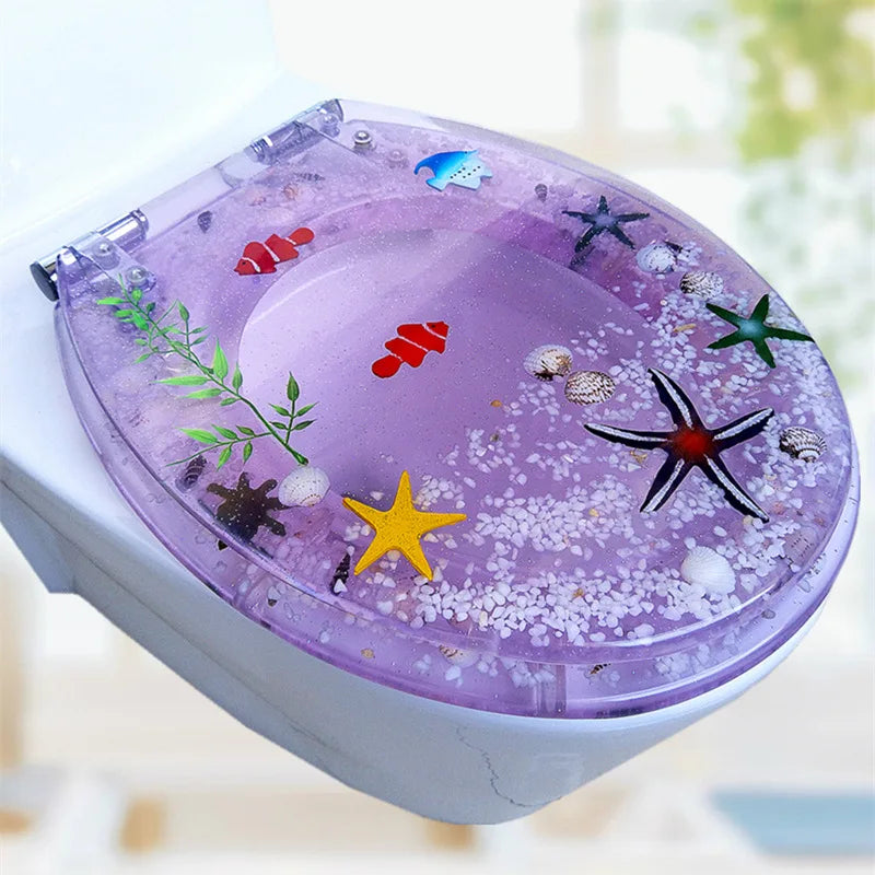 TEEK - Sea Resin Stainless Steel Toilet Seat Cover HOME DECOR theteekdotcom purple seafish slow down 