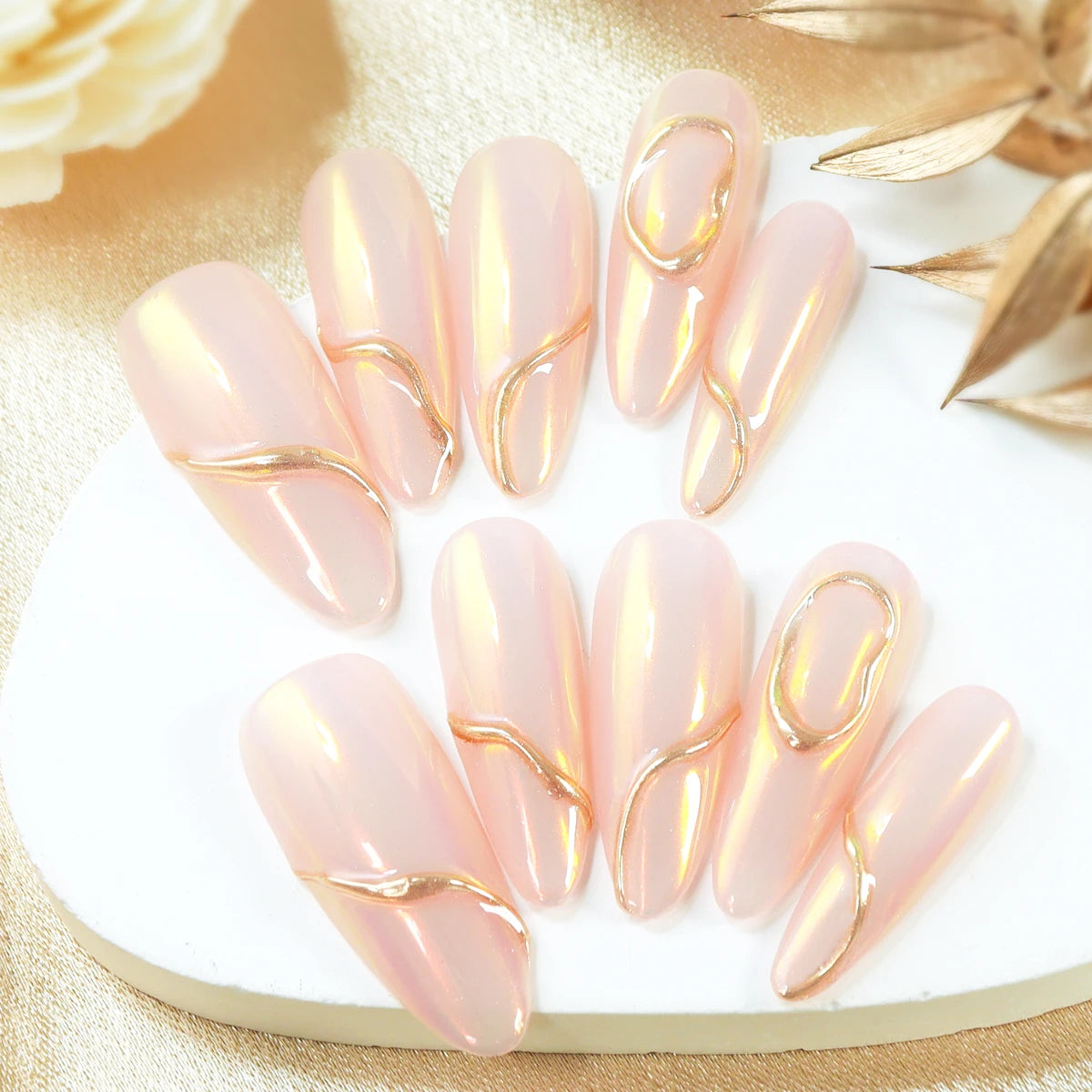 TEEK - 10pcs Pure Handmade 3D Press-On Nails NAIL ART theteekdotcom size-M(CX0010)  