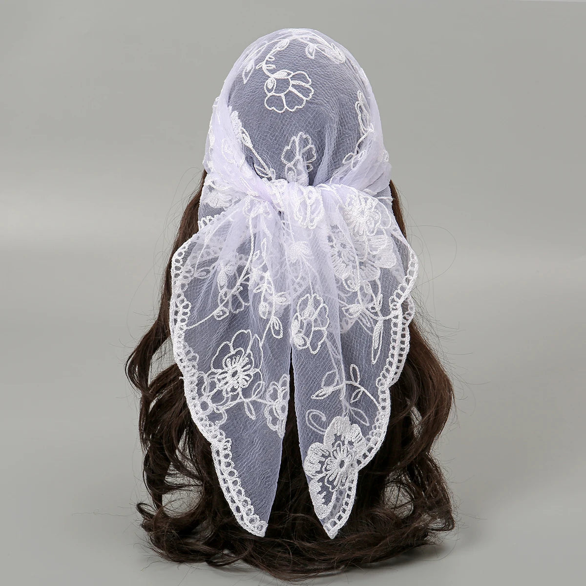 TEEK - Embroidered Square Lace Head Scarf SCARF theteekdotcom VS805-02