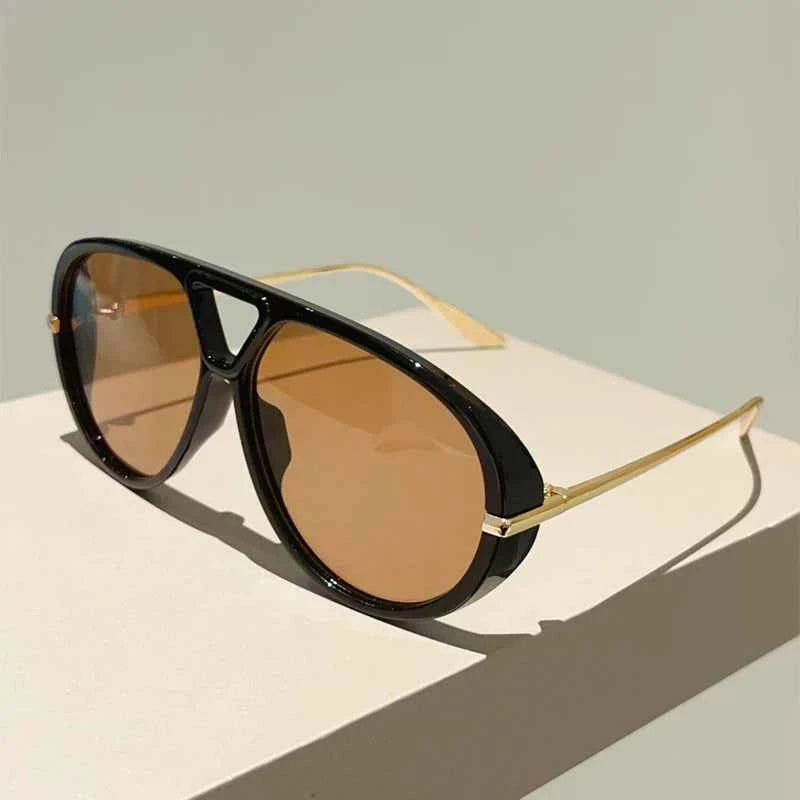 TEEK - Oversized Vintage Double Bridge Pilot Shades EYEGLASSES theteekdotcom black-brown