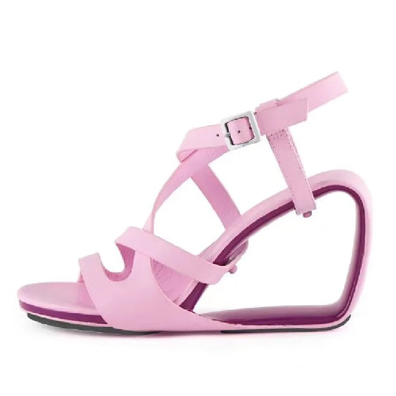 TEEK - Narrow Band Strap Buckle Gladiator Sandals SHOES theteekdotcom Pink 5 