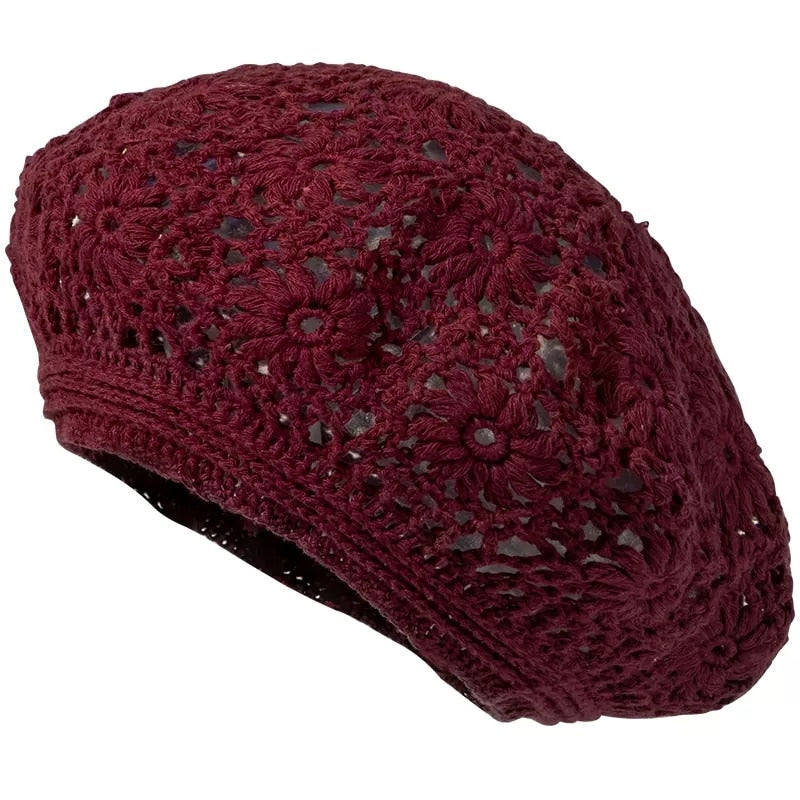 TEEK - Elegant Knitted Lace Hats HAT theteekdotcom Wine Red - hong BLH 55-60cm head circumference 