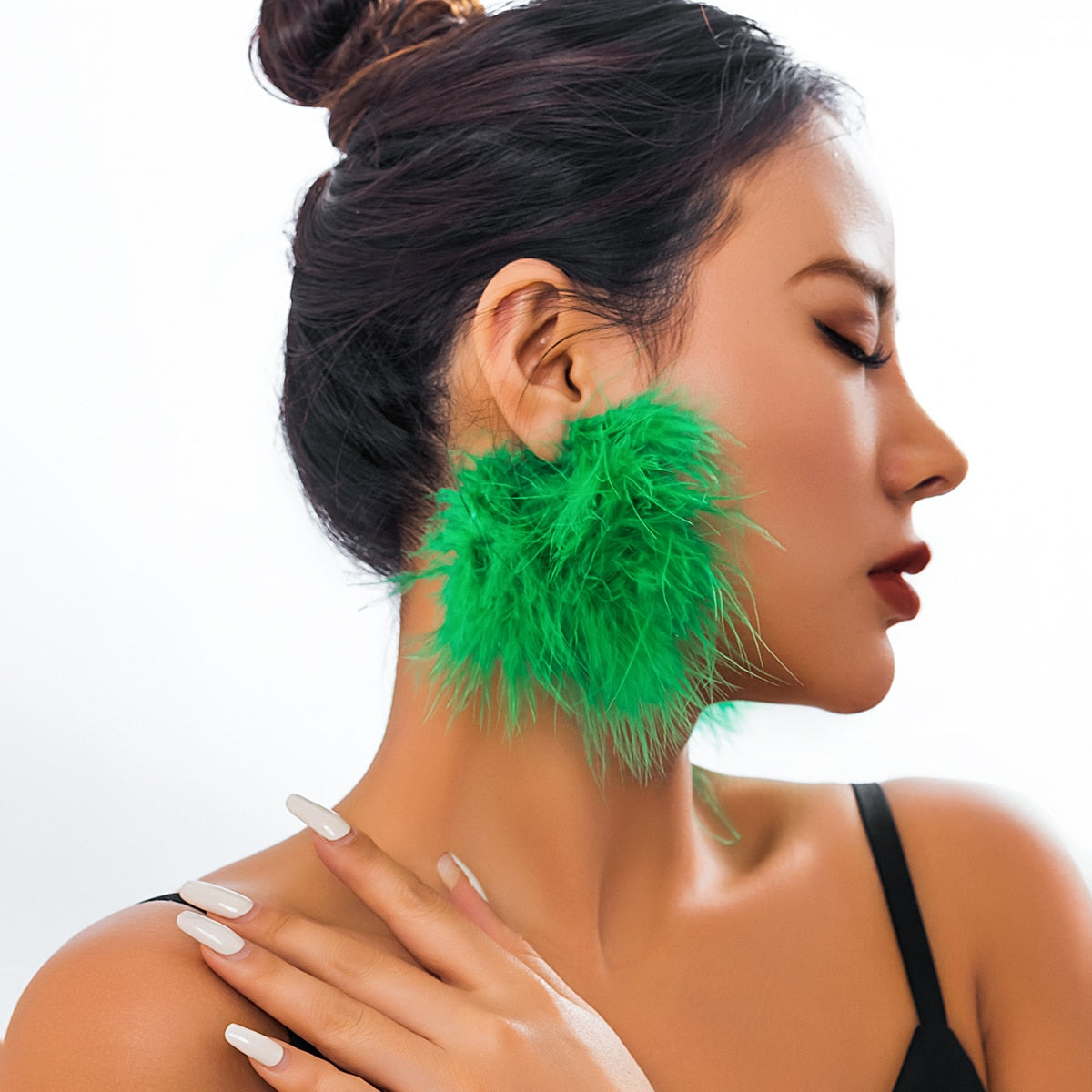 TEEK - Colorful Feather Hoop Earrings  theteekdotcom green  