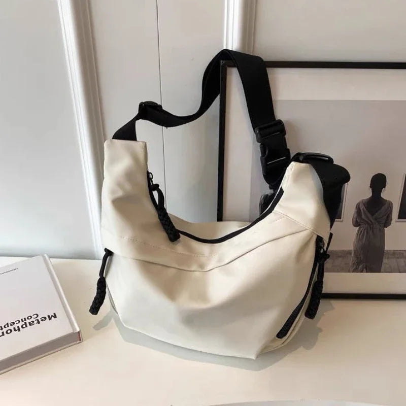 TEEK - Nylon Zippered Single Shoulder Bag BAG theteekdotcom White