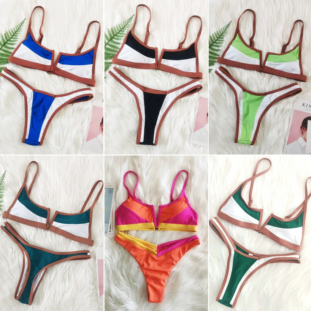 TEEK - Vintage Micro V-Bra Brazilian Thong Bikini SWIMWEAR theteekdotcom   