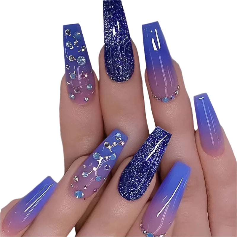 TEEK - Glossy Blue Gradient Press on Nails NAIL ART theteekdotcom   