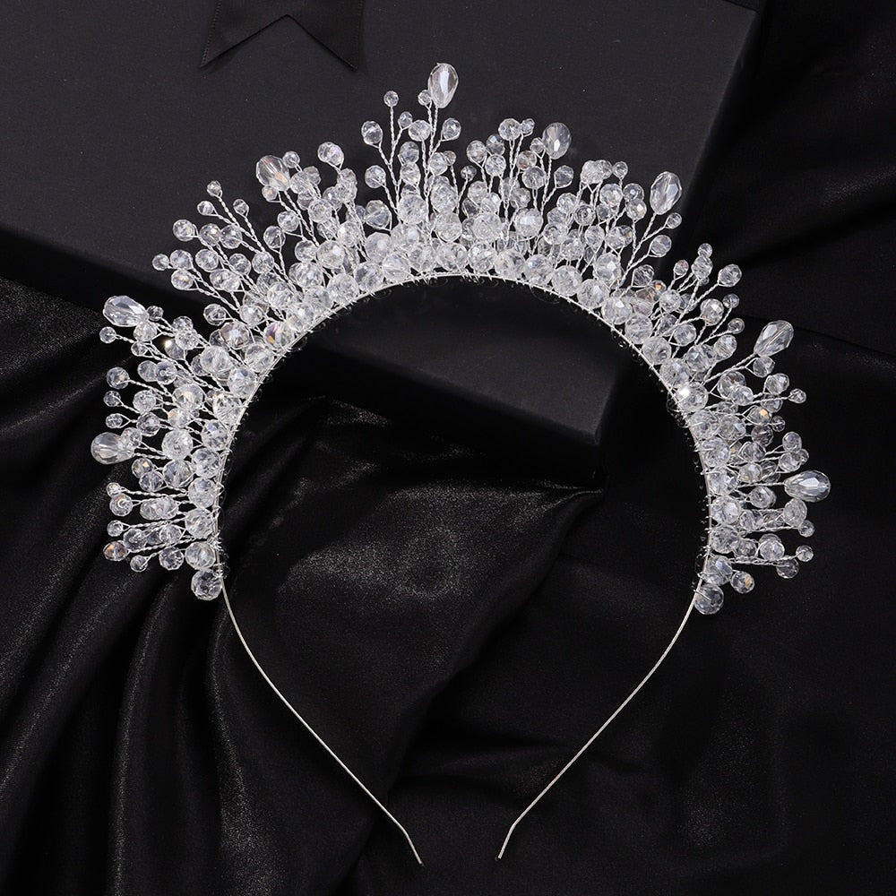 TEEK - Crystal Bejeweled Crown Headband HAIR CARE theteekdotcom Silver  