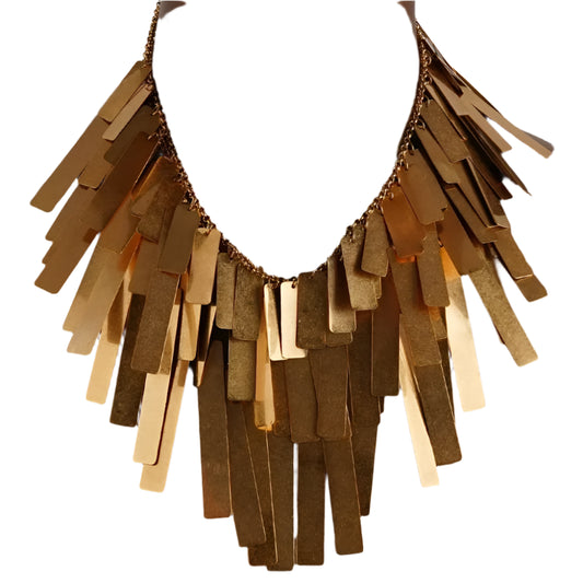 TEEK - Fringed Layered Metal Necklace JEWELRY theteekdotcom