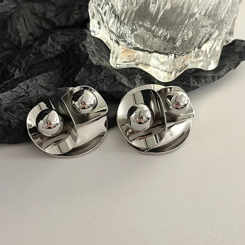 TEEK - Geometric Irregular Large Round Metal Ball Earrings JEWELRY theteekdotcom A  