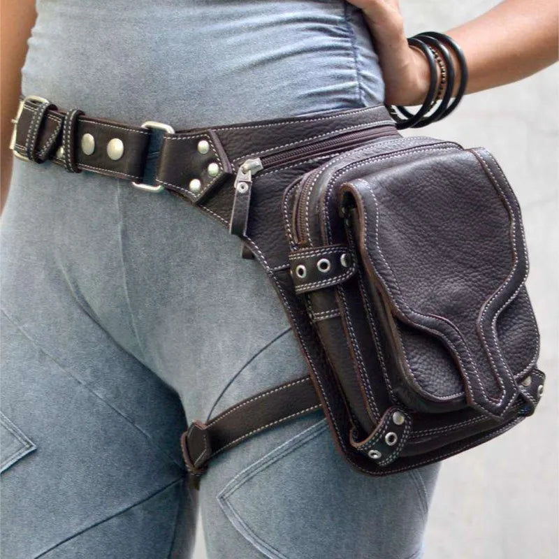 TEEK - Mid-Century Riveted Zipper Leg Bag BAG theteekdotcom brown  