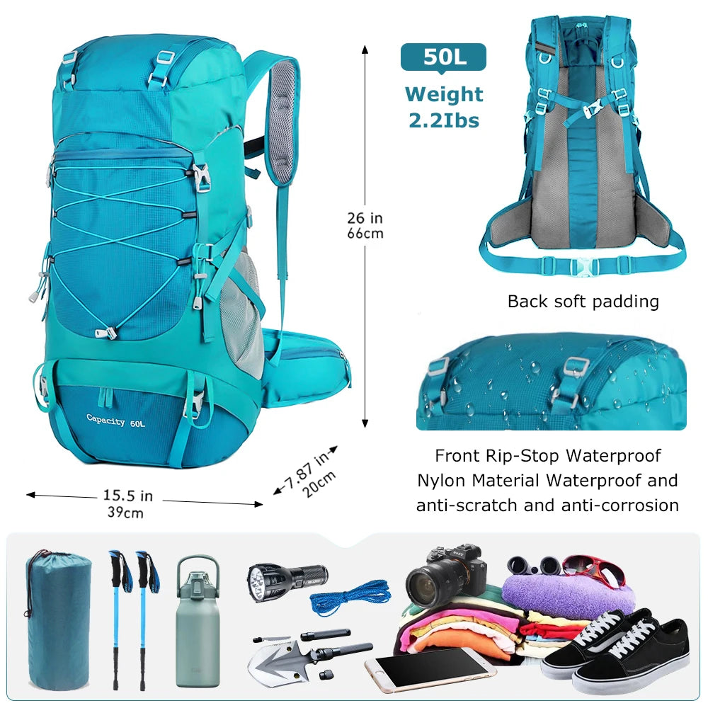 TEEK - 50L Hiking Backpack with Rain Cover BAG theteekdotcom   