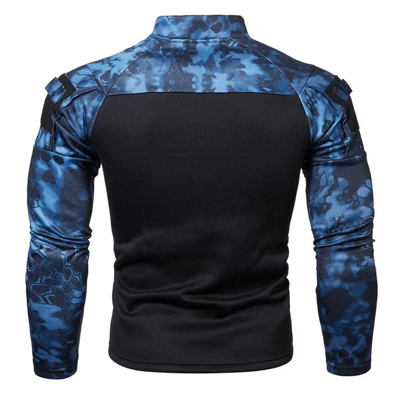 TEEK - Mens Tactical Combat Zipper Camo Long Sleeve Shirt TOPS theteekdotcom   