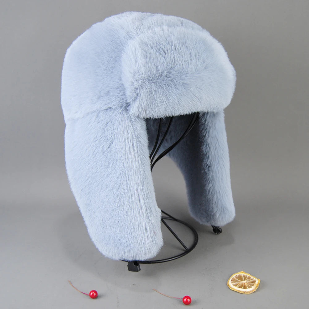 TEEK - Faux Rex Rabbit Fur Hats HAT theteekdotcom light blue 55cm-61cm/21.65in-24.92in 