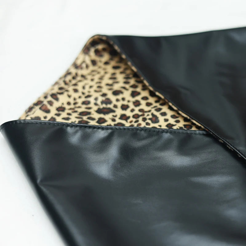 TEEK - Triangle Leopard Print Lining Double-Sided Head Scarf SCARF theteekdotcom black