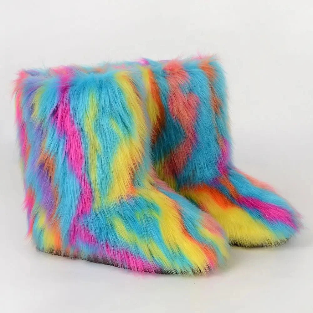 TEEK - Fluffy Faux Fox Fur Boots SHOES theteekdotcom