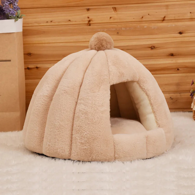 TEEK - Deep Sleep Round Cat Kennel PET SUPPLIES theteekdotcom Khaki 18.9x15.7in/48X40CM 