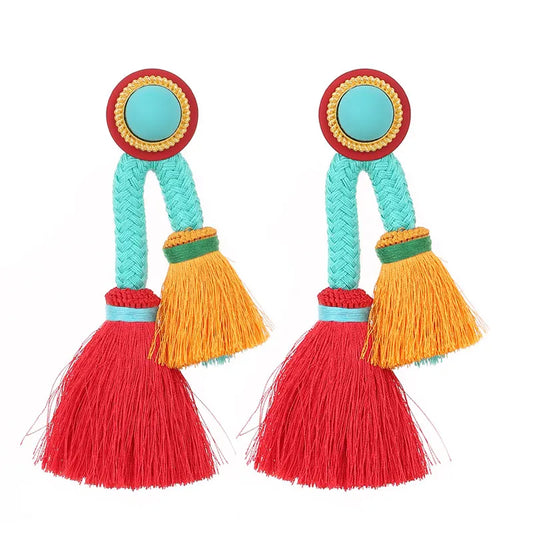 TEEK - Light Yellow Gold Boho Long Tassels Dangle Earrings