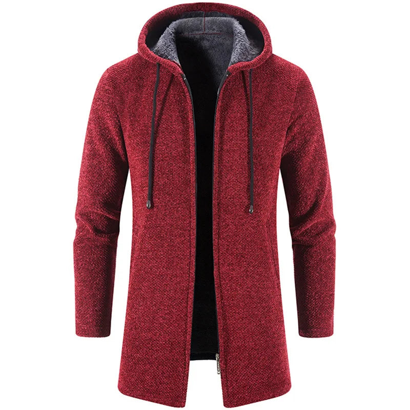 TEEK - Mens Zipper Medium Long Sweatercoat COAT theteekdotcom Red US XS | Asian M 45-53kg 