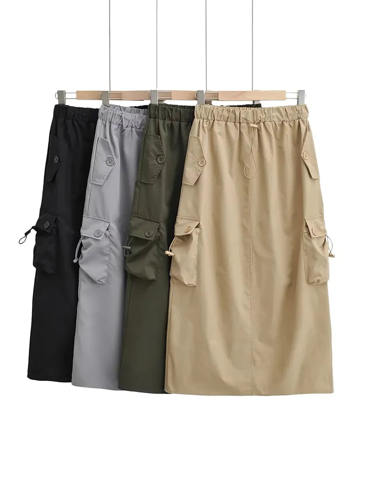 TEEK - High Waist Cargo A-Line Skirt SKIRT theteekdotcom   
