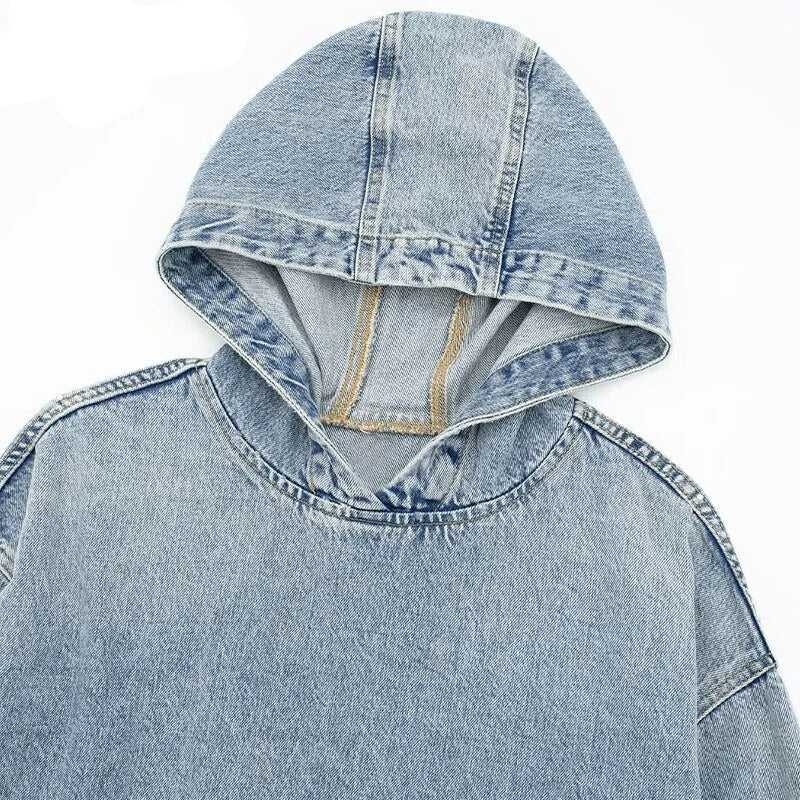 TEEK - Denim Pocket Pullover Hoodie TOPS theteekdotcom   