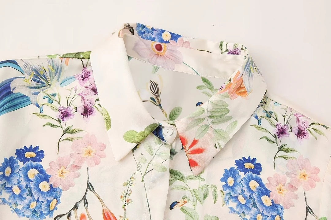 TEEK - Floral Prints Long Sleeve Blouse TOPS theteekdotcom   