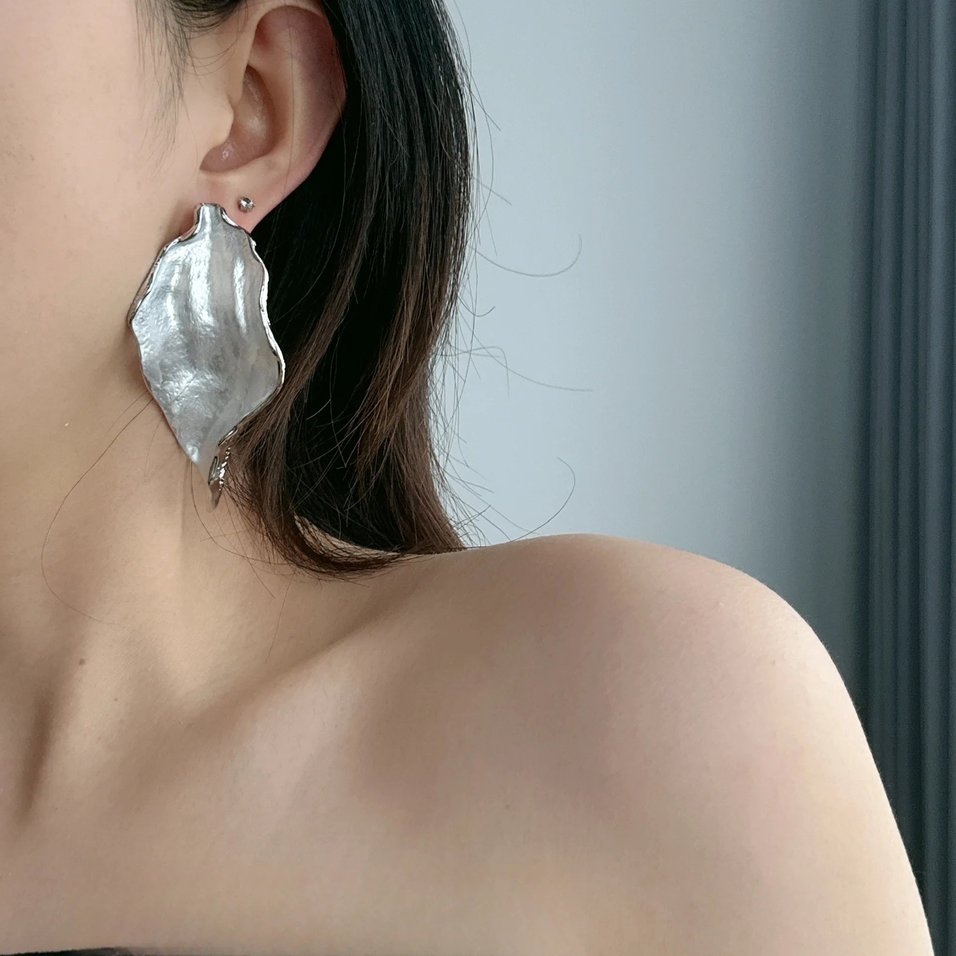 TEEK - Metal Glaze Leaves Earrings JEWELRY theteekdotcom