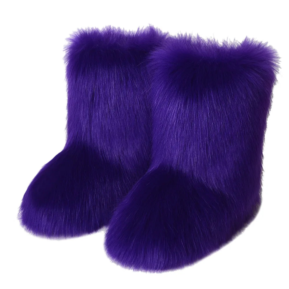 TEEK - Fluffy Faux Fox Fur Boots SHOES theteekdotcom