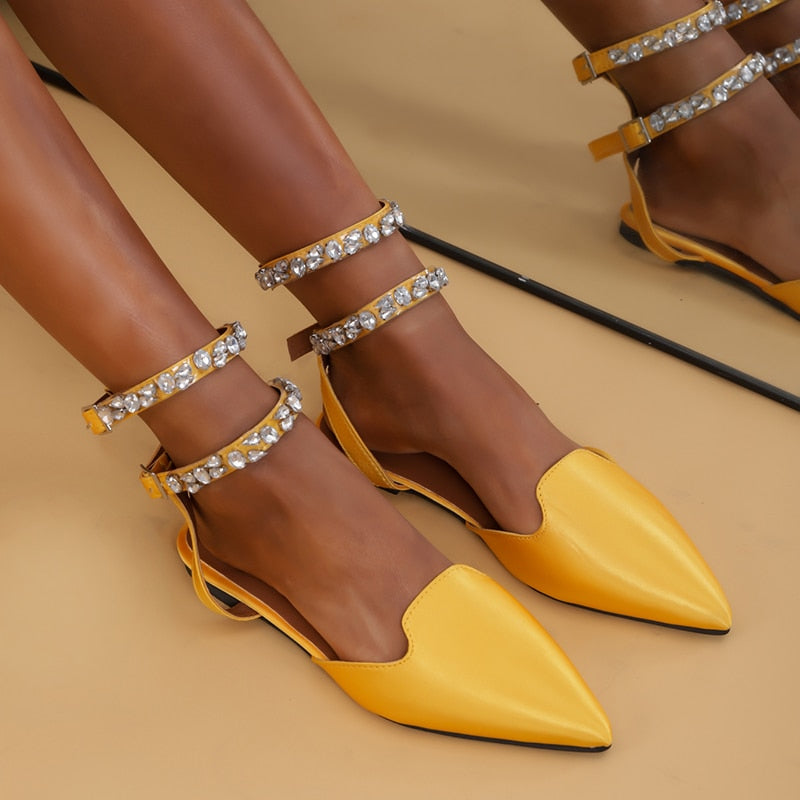TEEK - Crystal Wrap Flat Sandals SHOES theteekdotcom Orange 5.5 